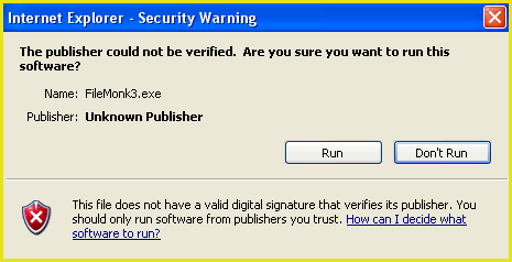 Publisher could not be verified warning message